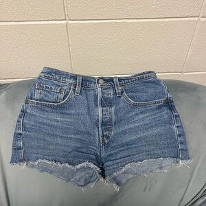 Levi's Blue Jean Shorts with Distressed Hem